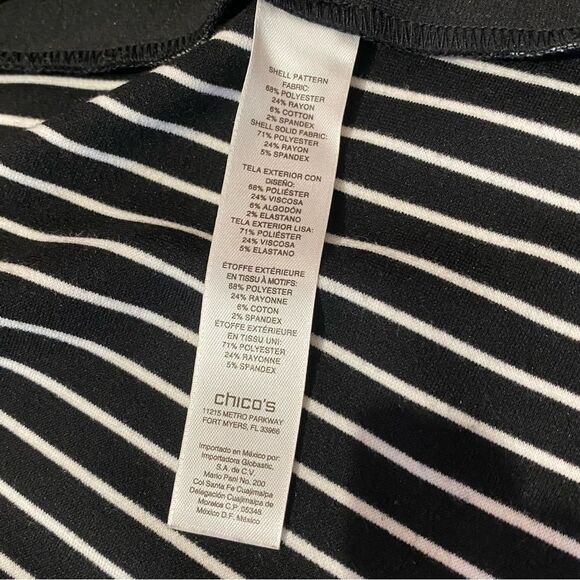 Chico’s Black White Striped Drape Blazer W/ Zipper Detail In Back Women's Small - Picture 7 of 13